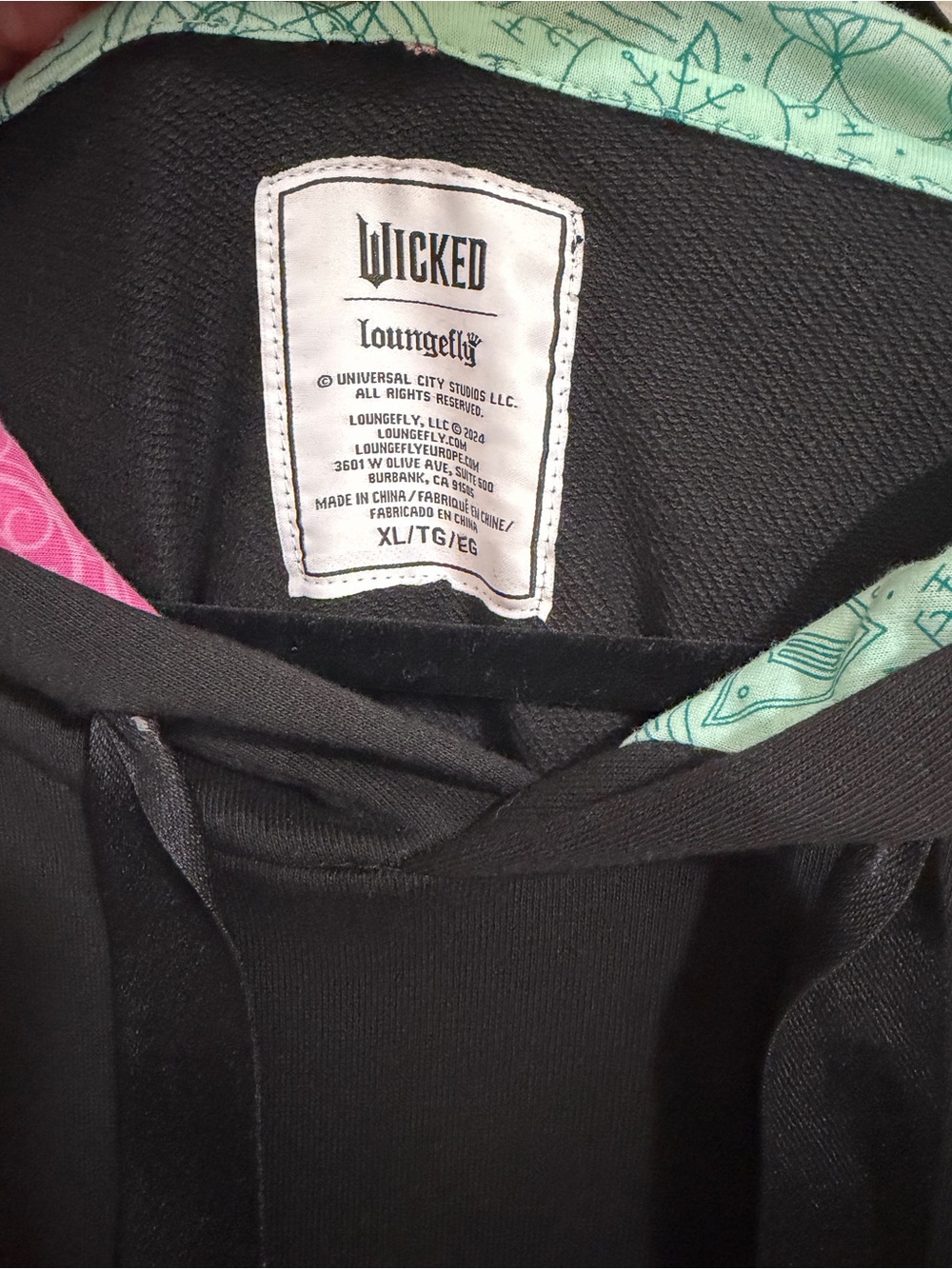 Wicked Black Hoodie with Pink & Mint Hood Lining - Picture 4 of 8